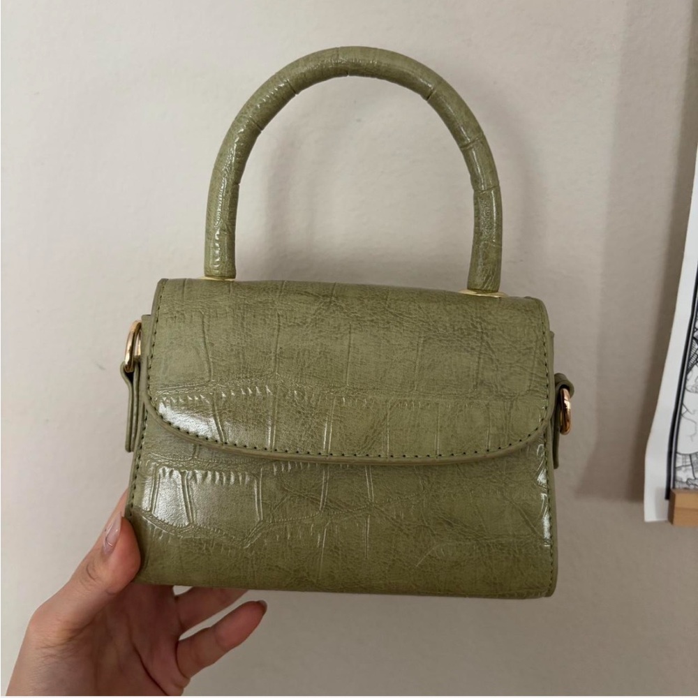 Sage green croc mini bag